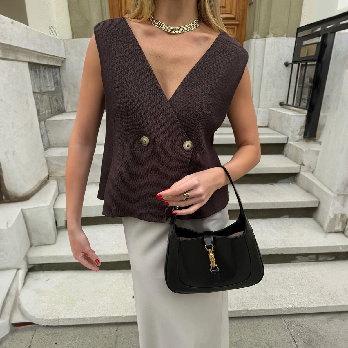 Women's Elegant Versatile Wool Vest Top Jacket European American Style Fall Winter Outerwear_ecoleips.com