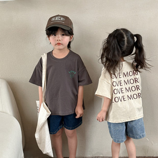Children's Short-sleeved T-shirt Girls' Cotton Summer Western Style 2025 New Loose Boys' Summer Wear Baby's Half-sleeved Top