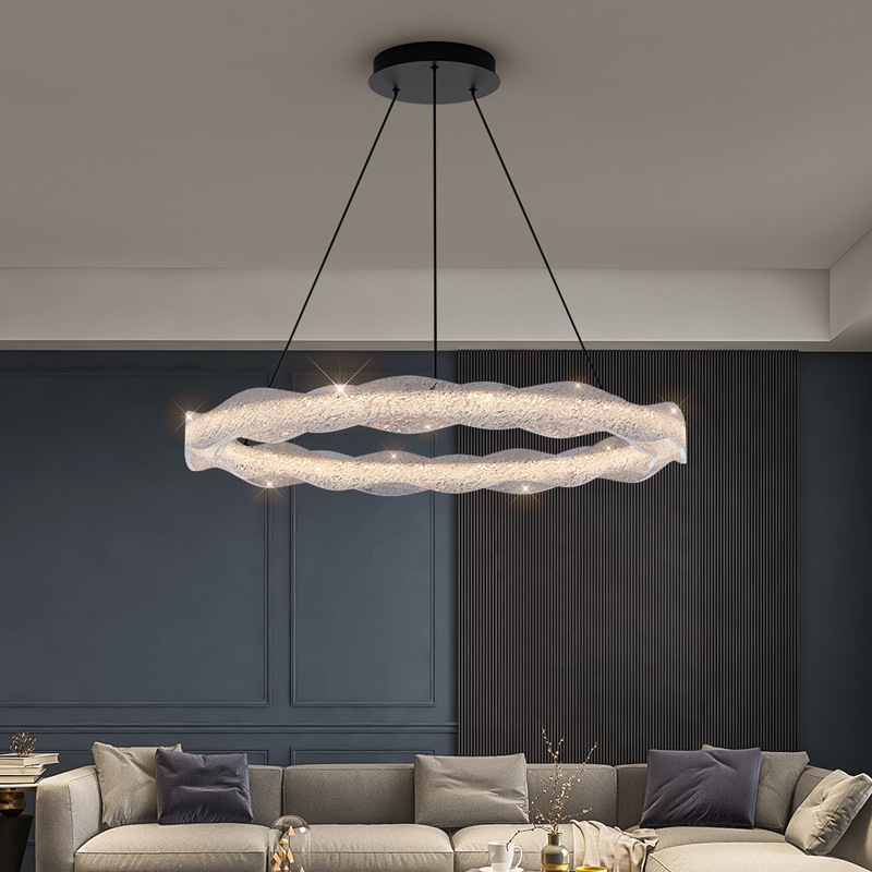 Luz de lujo ligera italiana lámpara de sala de estar 2026 nueva alta sensación de platino resina cristalina lámpara de dormitorio comedor 255L