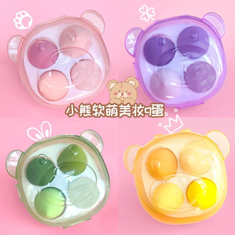 Huevos de maquillaje de belleza 4 cuadrículas de caja de estudio esponja huevo de maquillaje de color 8 cuadrículas de polvo seco y húmedo 3 cuadrículas de caja de huevos huevos de maquillaje