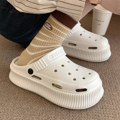 Korean version of creative fairy style heightening soft thick-soled Baotou clogs for women's summer outer wear sandals with a sense of stepping on shit