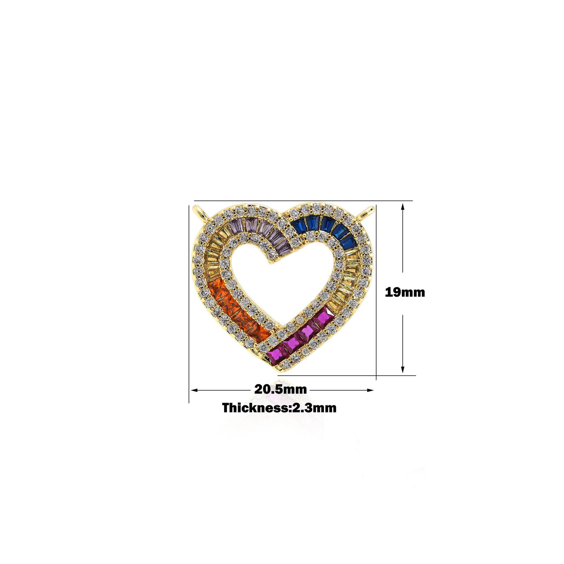 Copper pendant with zircon heart shaped