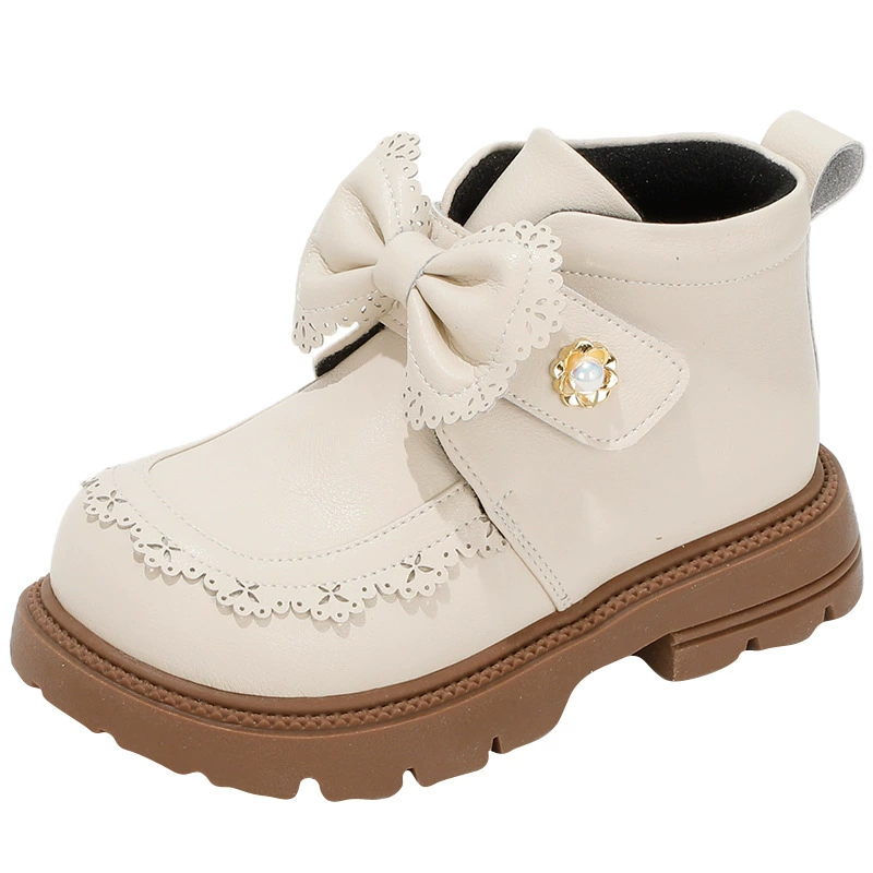 Martens, children's low boots, demi-season fleece shoes, genuine leather