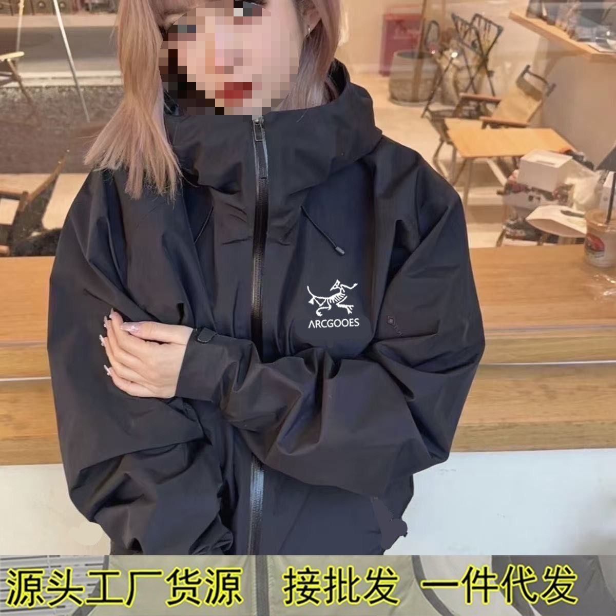 2025 nueva chaqueta encapuchada impermeable a prueba de viento chaqueta al aire libre chaqueta bordada de moda