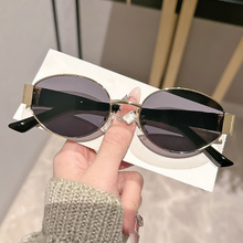 椭圆框金属墨镜女高级感防紫外线偏光太阳镜时尚百搭街拍网红款