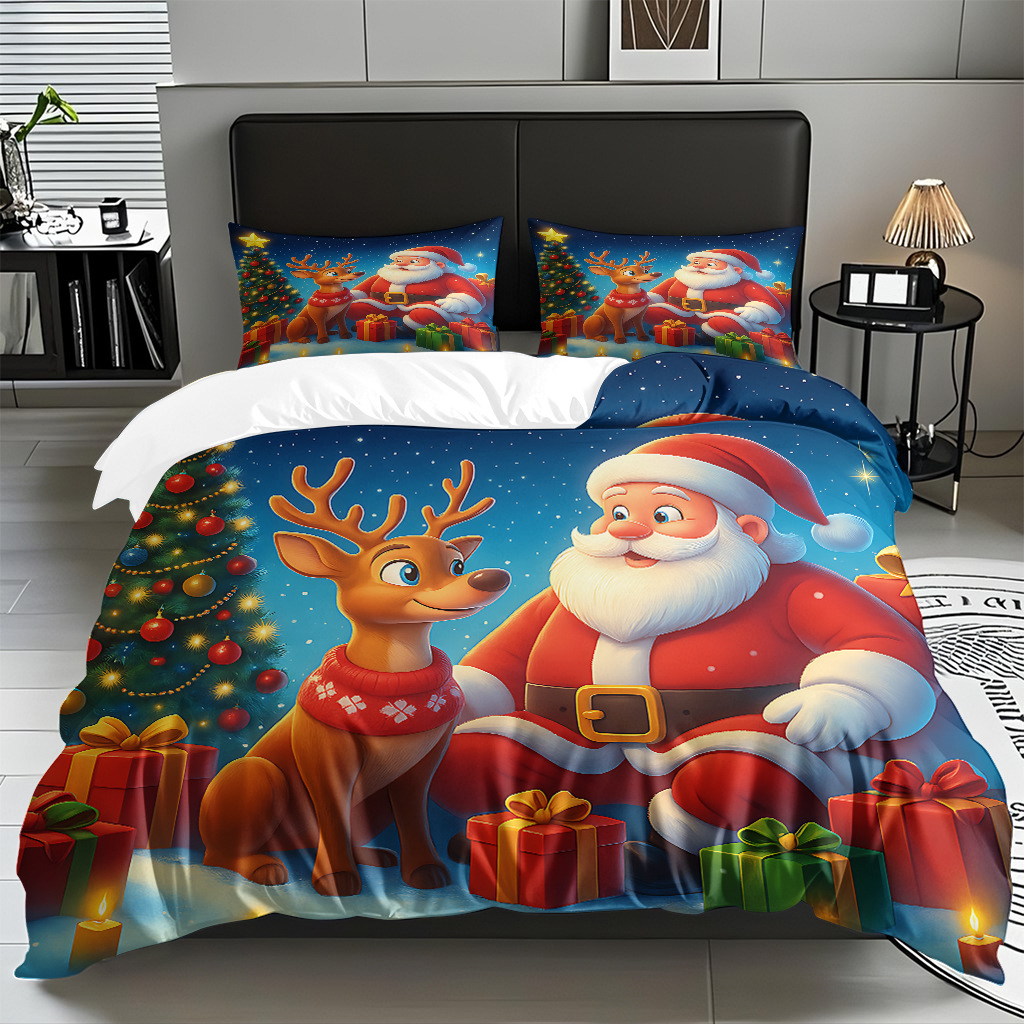 Textiles caseros transfronterizos patrón navideño suave polirido quilt kit de impresión digital HD TEMU / JIT