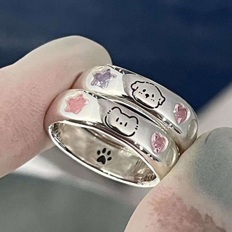 Anelli di design a nicchia per coppia di cuccioli e gattini con memo per gatti, non regolabili_voghion.com