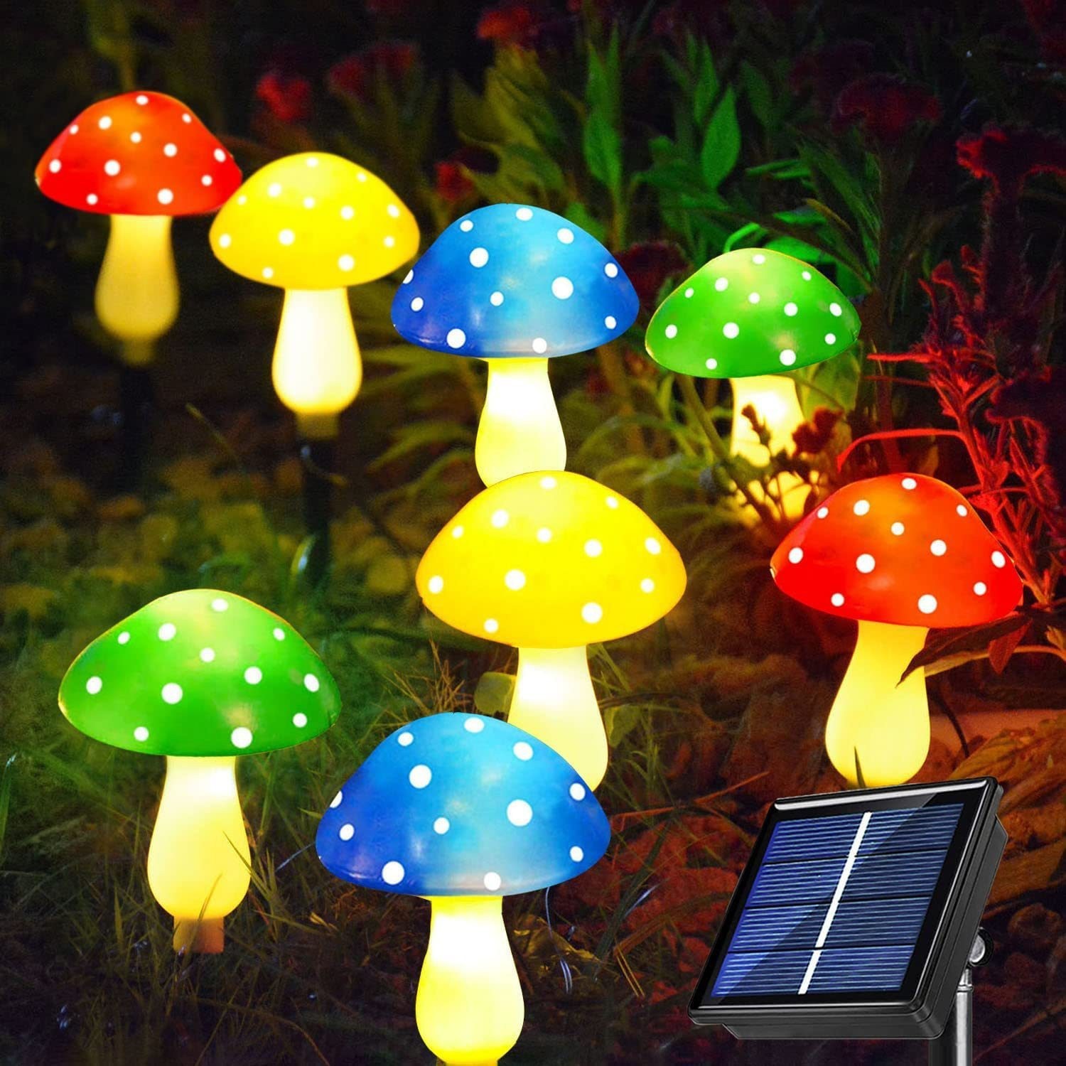 Luz solar de tierra de hongos LED Grieta de hongos Luz decorativa de jardín Luz de césped de hongo rojo impermeable al aire libre