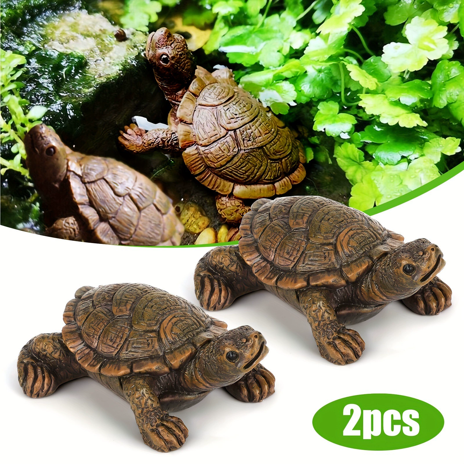 2pcs Turt Garden Statues Flower Pot Ornaments Turtle跨境
