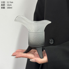 クリエイティブアンティークカップ家庭用レトロ秦の始皇帝ミルクティーカップ古代三脚カップつや消しグラデーションブラックインペリアルカップ