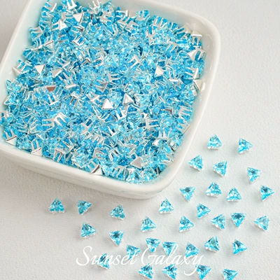 Zərgərlik ara hissələri, Zircon Claw Drill Spacer Beads - 4mmlake-blue-silver-30-pieces