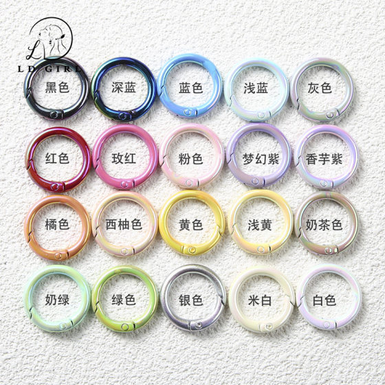 Color plating spring buckle paint zinc alloy spring ring round buckle jewelry accessories DIY manual spring buckle color mixing