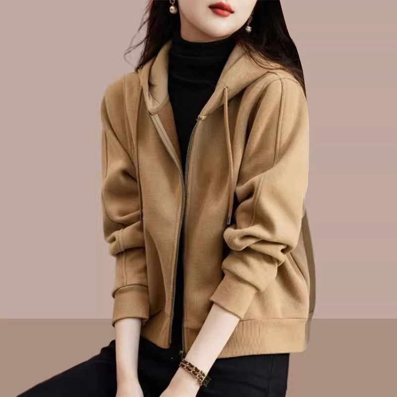 2025春秋新款小个子开衫连帽卫衣女韩版气质显瘦休闲短款外套女|undefined