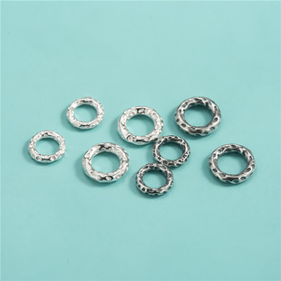 S925 Sterling Silver Textured Ring 8Mm10Mm Closed Ring Running Ring DIY Braided Rope Bracelet Knock Surface Closed Ring
