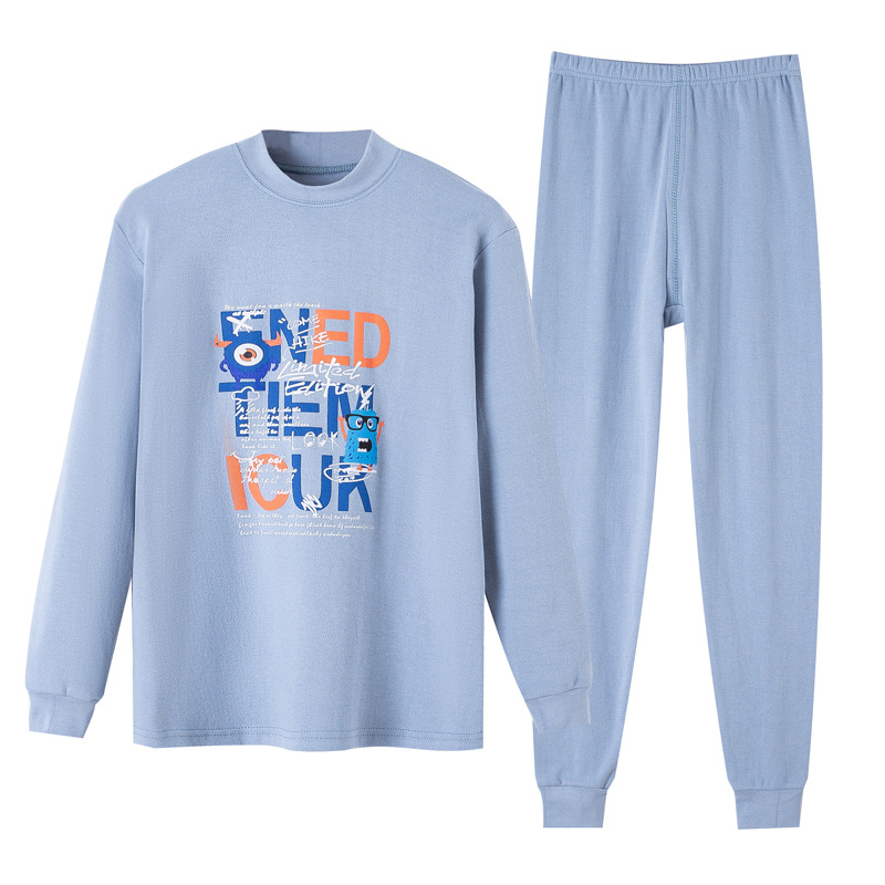 Ropa de otoño para niños pantalones largos traje de ropa interior para hombres algodón primavera y otoño algodón pijamas para niños medianos y grandes ropa de línea de suéter de algodón