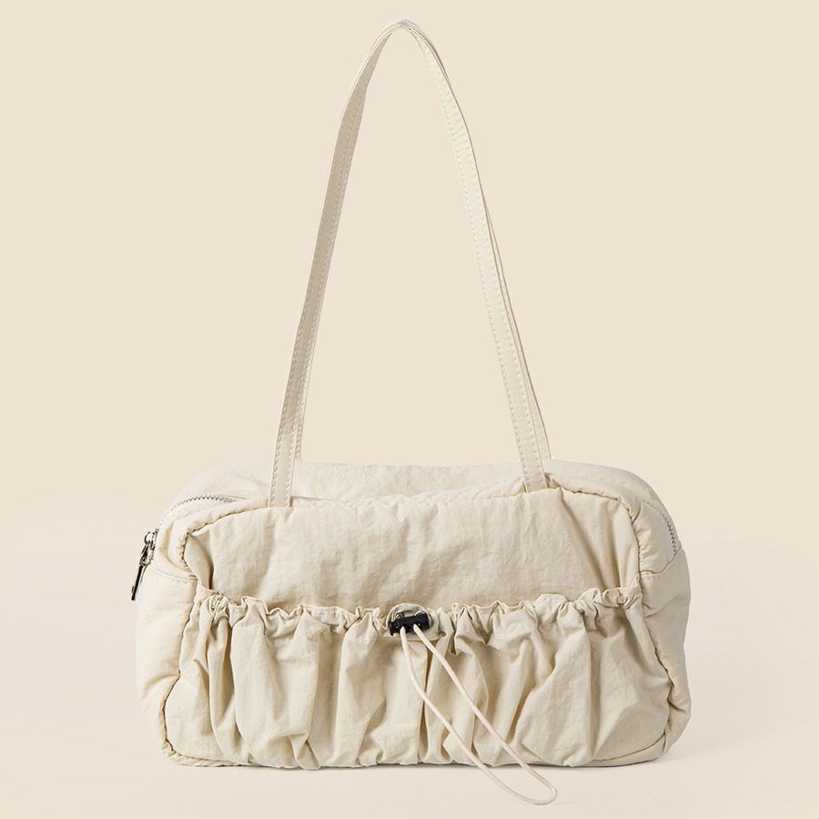 Borsa a tracolla in tela artistica di grande capacità, versatile, con coulisse, estiva, da donna, in nylon, con pieghe, Corea del Sud_voghion.com