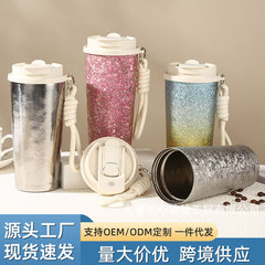 新グラデーション色チタンカップ二重大氷花コーヒーカップ携帯大容量コップ純チタン二重飲み保温カップ