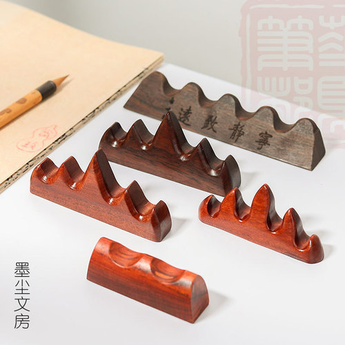 Black catalpa wood pen holder solid wood pen holder brush holder quiet Zhiyuan Wuzhifeng pen holder brush mountain four treasures of the study