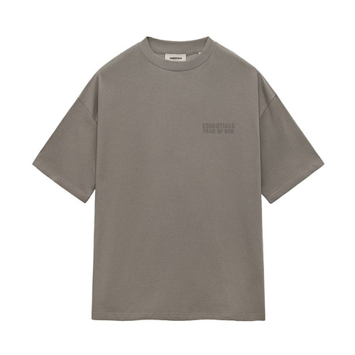 Men's and Women's ZONE24 Short-Sleeved Thick Fleece Double-Row Trendy Brand Chest ESSENTIALS T-Shirt—Small Double Thread