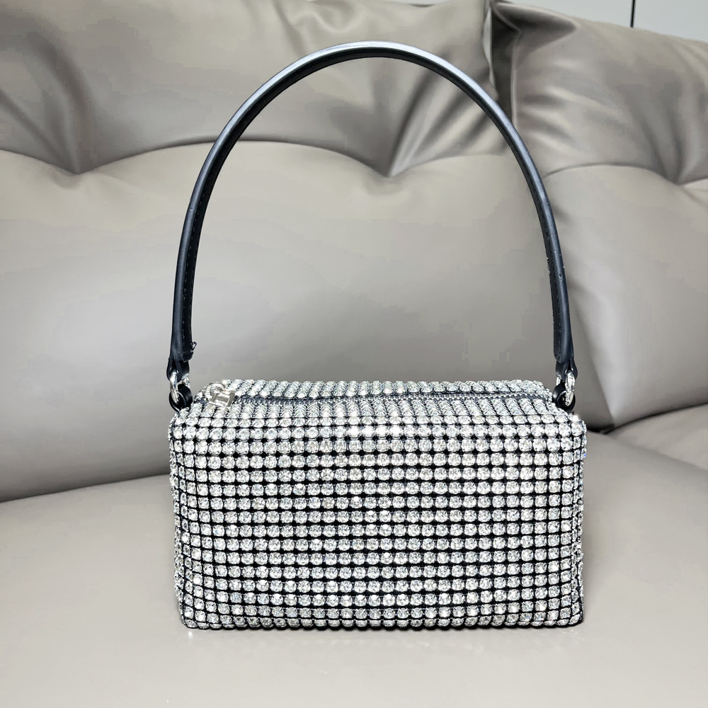 Rhinestone Top Handle Bag Sparkling Crystal Mini Shoulder Purse_voghion.com