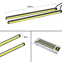 2件12V纯白20cm COB LED日间行车灯LED汽车阅读灯