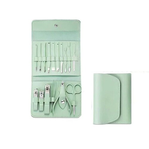 Nail clipper set of 16 pieces, manicure tools, matcha green, foot file, nail clipper, ear scoop, nail clipper wholesale
