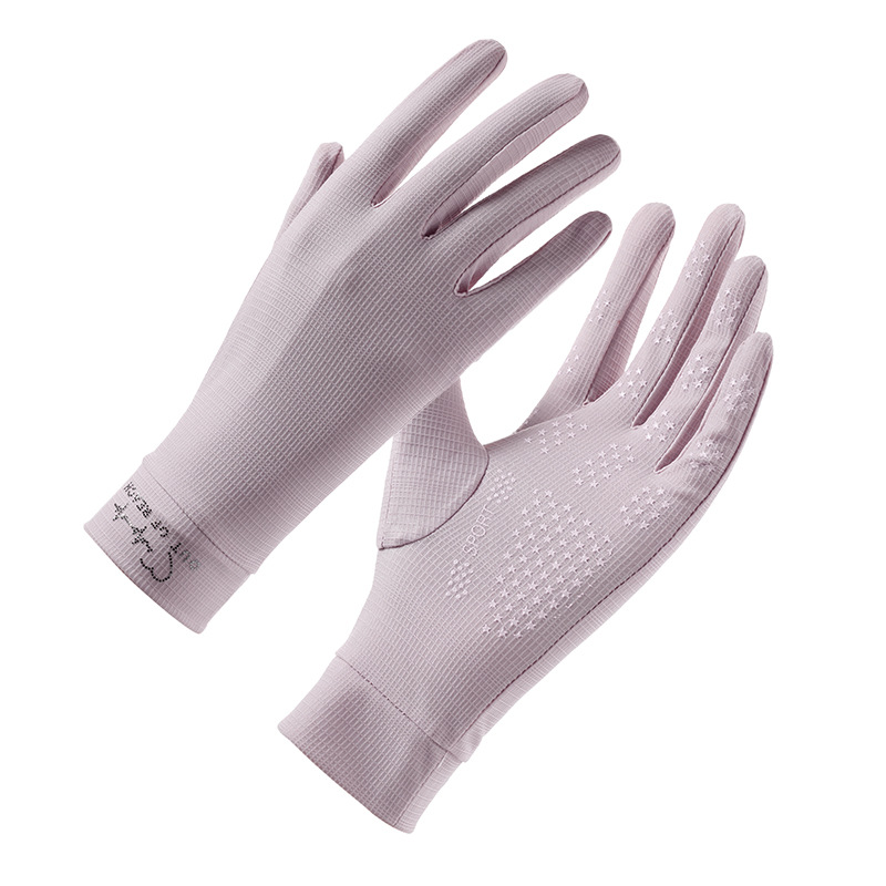 Guantes de protección solar para mujer, verano al aire libre, fresco y transpirable, conducción, conducción, deportes antideslizantes, fitness, correr, guantes de seda de hielo