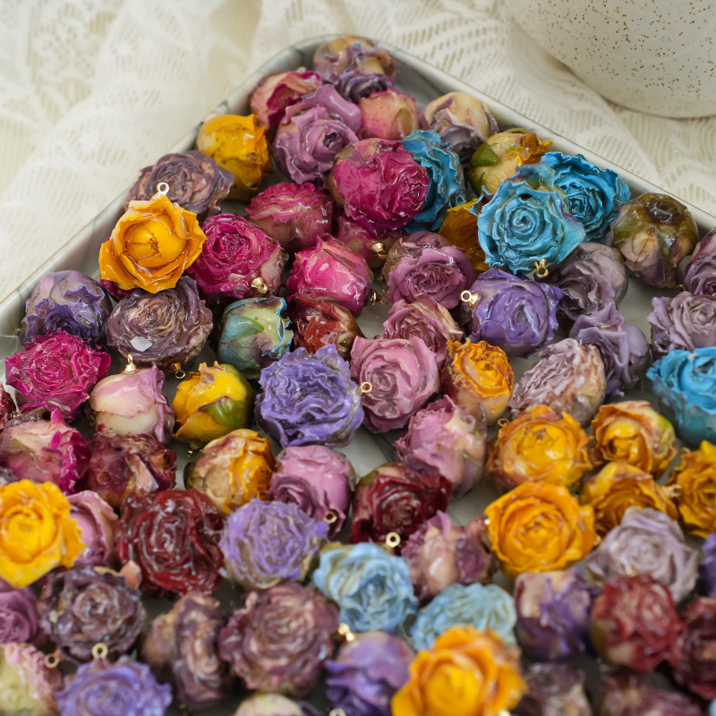 Dropping glue spray color rose DIY earrings bracelet material real flower head rose super fairy forest jewelry sheep eye nail accessories