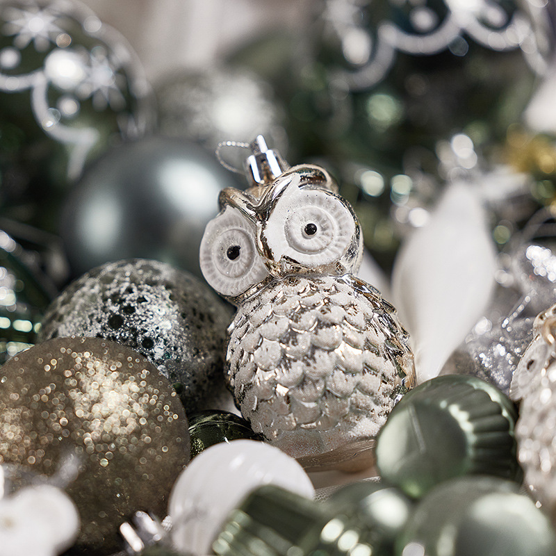 Bola de Navidad gris plateada Adornos navideños Bola pintada Bola colgante Bola de forma especial Caja de regalo Decoraciones