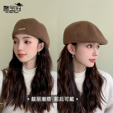 秋冬季铁标复古英伦风前进帽百搭两戴蓓蕾画家帽网红显脸小贝雷帽