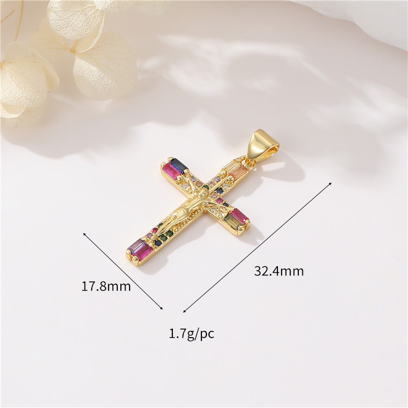 7g Weight Pendant Jewelry Making Type Zircon Inlay Material DIY Jewelry Accessories Classification 1 Piece Quantity Copper Material Cross Pattern Inlay Design Simple Style, Classic Style Style 1 Piece Copper Zircon Cross Pendant 1