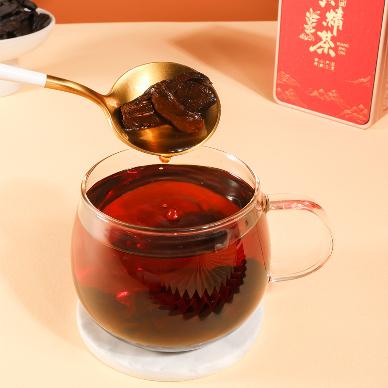 Huangjing Tea Polygonatum Gift Box 200g Loose Steamed and Sun-Dried Herbal Tea for Mid-Autumn Gifting in use