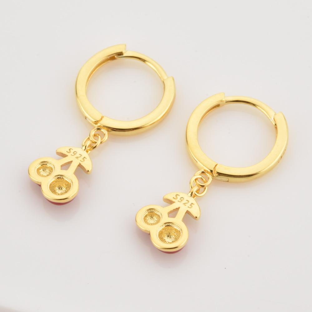 Holiday, Daily Occasion 925 Sterling Silver Material 1 Pair 925 Sterling Silver Cherry Mango Drop Earrings