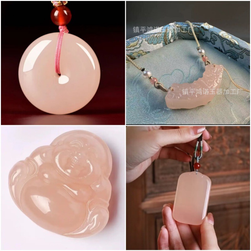 Ice Pink Afghan Jade Buddha Pendant Grapefruit Pink Jade Peace Pendant Necklace Accessory
