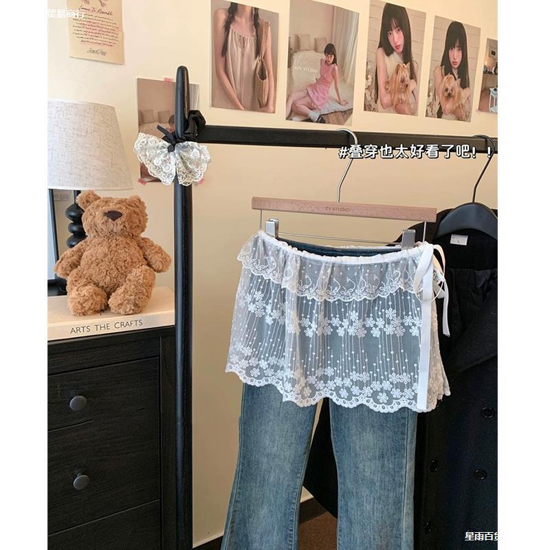 レースのおならのカーテンの女性の秋冬2025春の新商品は重ね着してスカートのカーテンのファッションの白いレースの半身のスカートの潮を配合します。|undefined