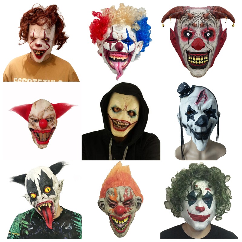 Clown Mask Script-Killing Series Masquerade Costume Set for Performances, Funny Halloween Party Dress-Up, Ghost Face