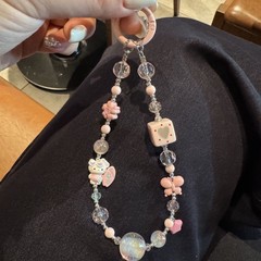 粉色合金手腕手机链可爱挂绳新款ccd串珠相机挂链挂件