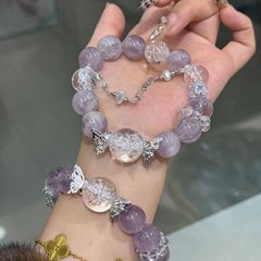 天然紫水晶手串diy小紅書高級ラベンダー紫水晶ブレスレット