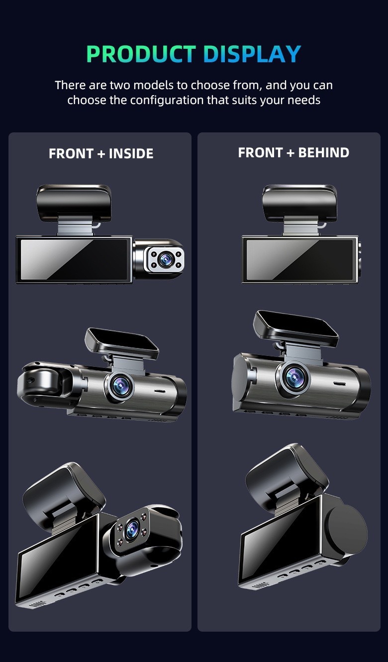 Three-Lens Dash Cam 3.16inch Front, Middle, and Rear Hd Night Vision Reversing Images Wifi Connectivity Wholesale