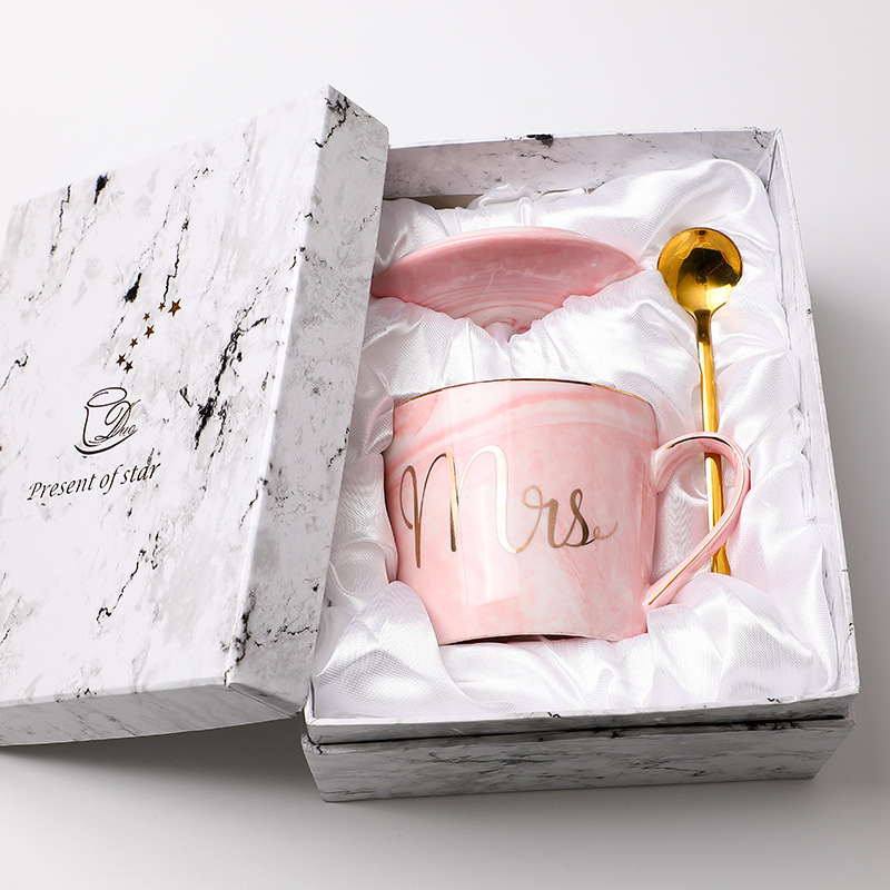 대리석 패턴 - 비스듬한 입 핑크 [선물 상자]