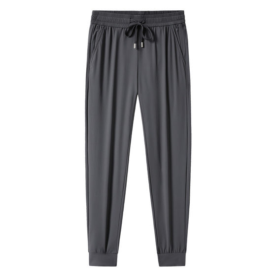 Ice Silk Casual Pants Men's Summer Thin Quick-drying Elastic Loose Straight-leg Sports Pants Men's Pants plus size Men's Pants