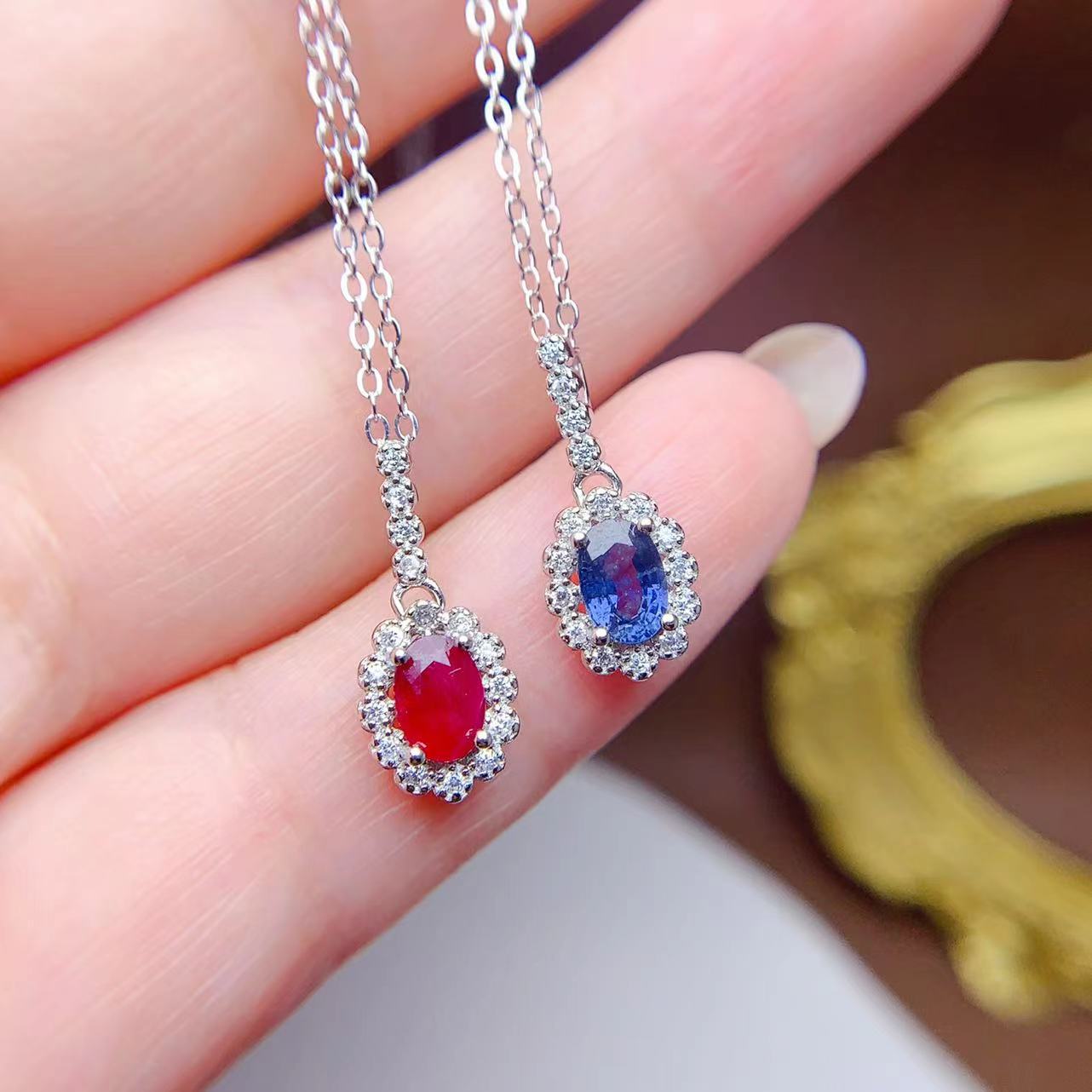 organic ruby sapphire pendant