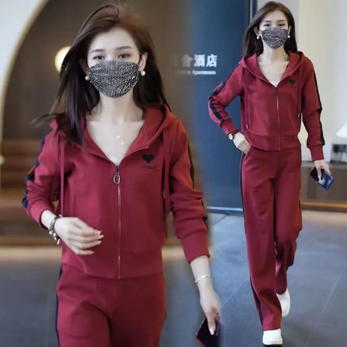 2025新款洋气减龄休闲套装新款秋季时尚显瘦阔腿裤运动服两件套|undefined