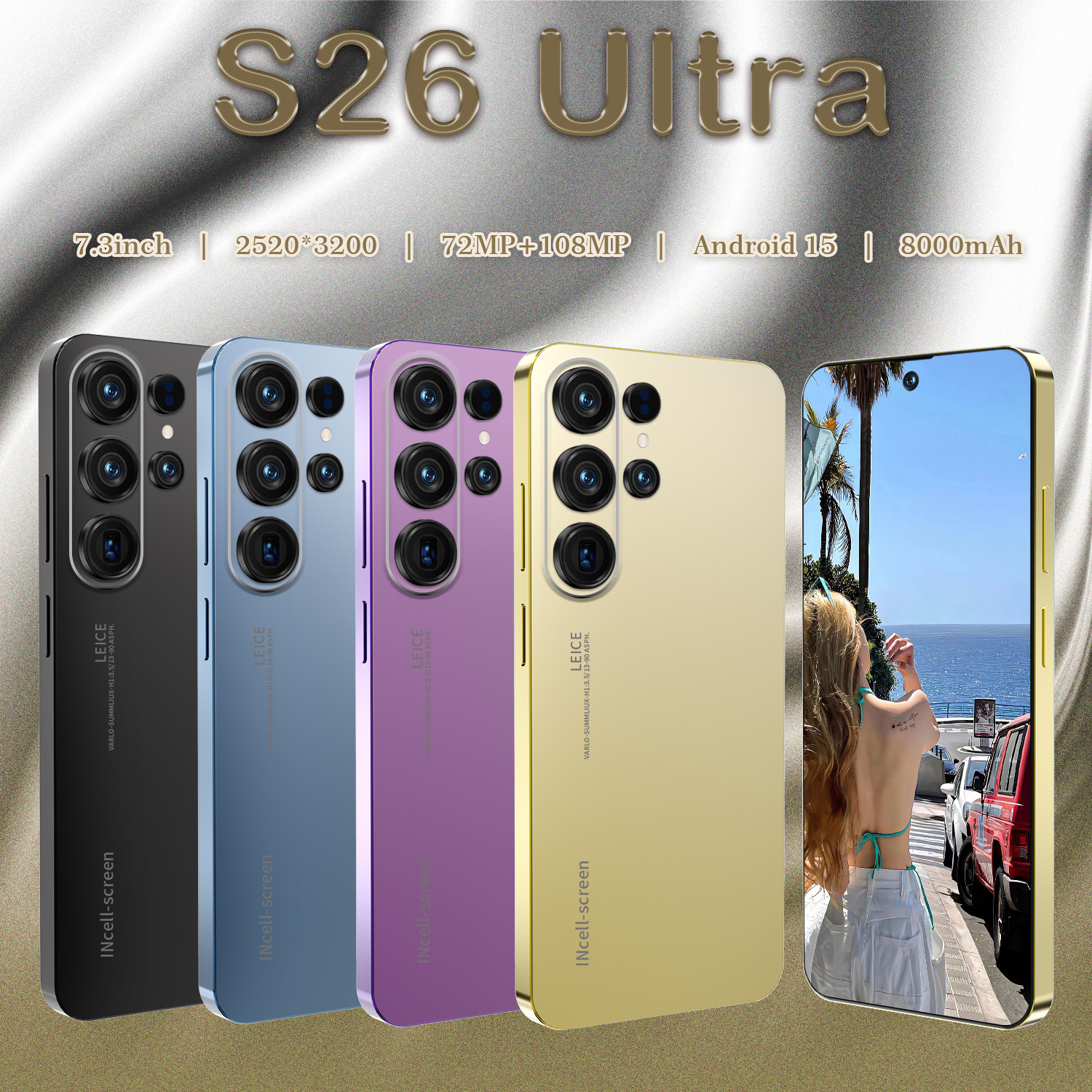 Cugo, (Cross-border trading), mobile phone, S26, smartphone, Android 15, 6.8 inch, (Physicals)