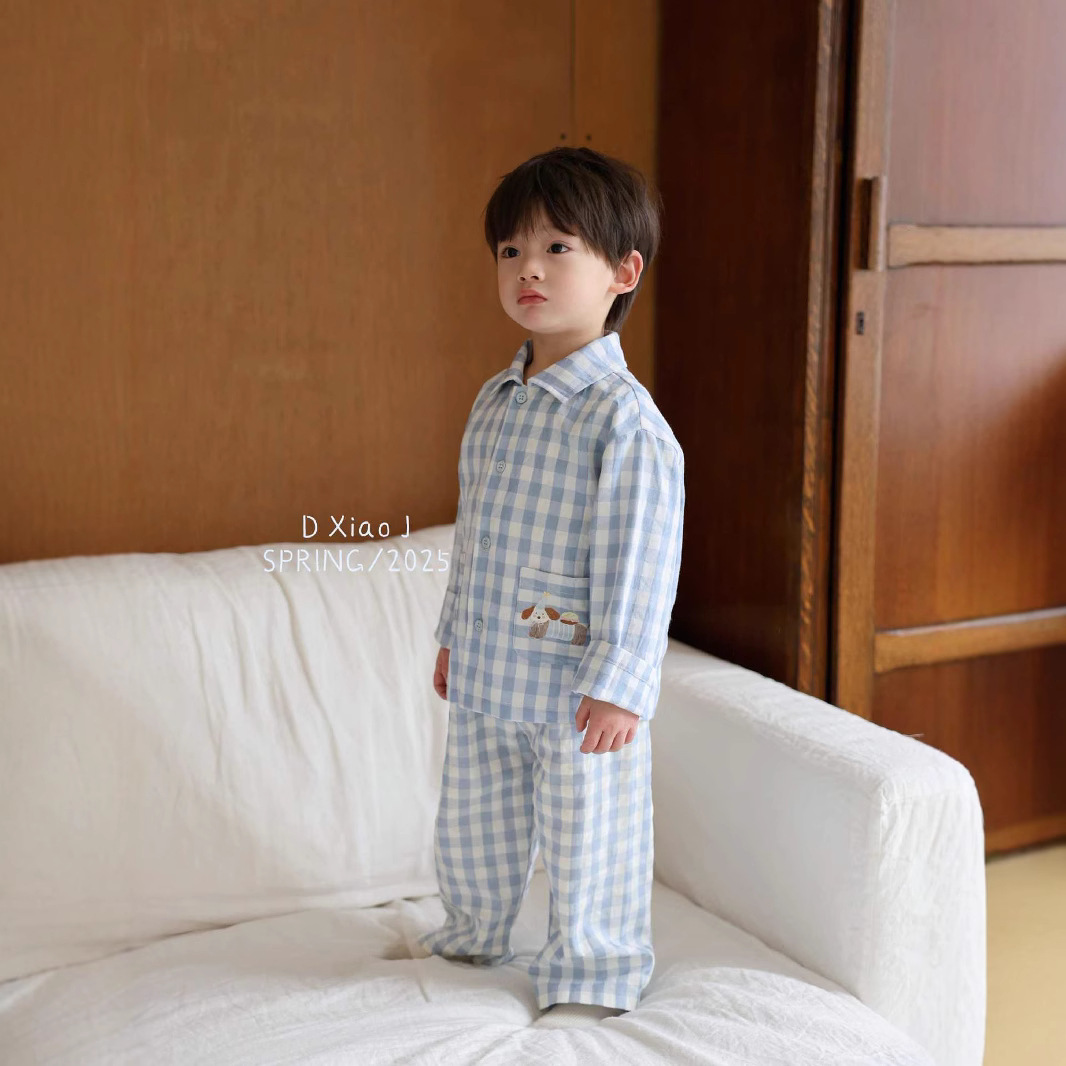 Size roll Hey honey children boys new comfortable home suit set autumn winter pajamas two piece set baby