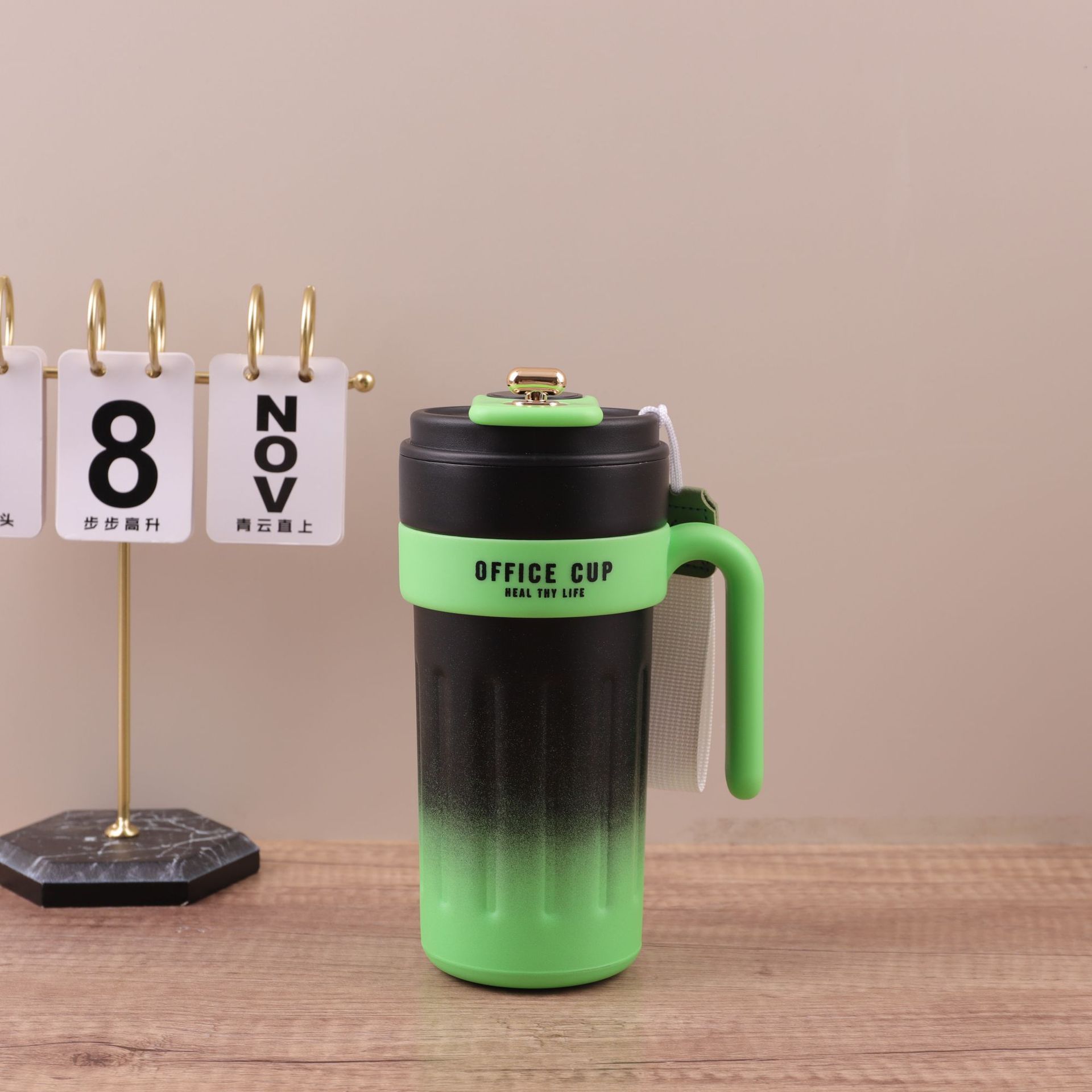 Transfronterizo inteligente 316 taza de acero inoxidable gradiente con mango taza de café al aire libre de gran capacidad portátil