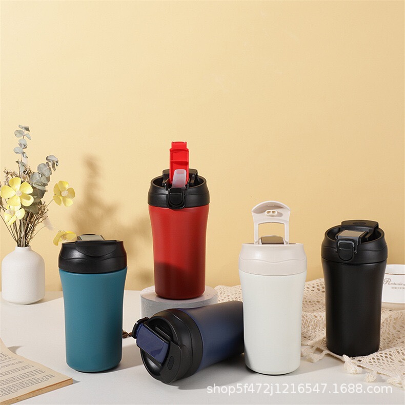 American Double Drink Bounce Coffee Cup High Color Value 304 Stainless Steel Thermos Cup Fashionable Portable Compact Suction Cup