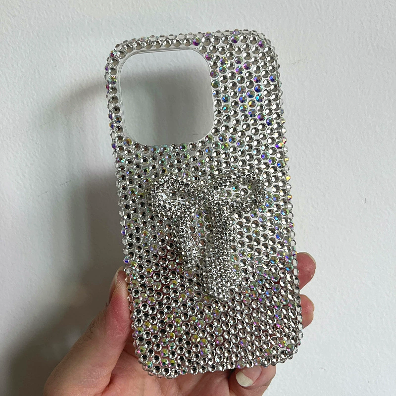Чехол для телефона Apple iPhone 17 серии — бант, инкрустация стразами, универсальная совместимость