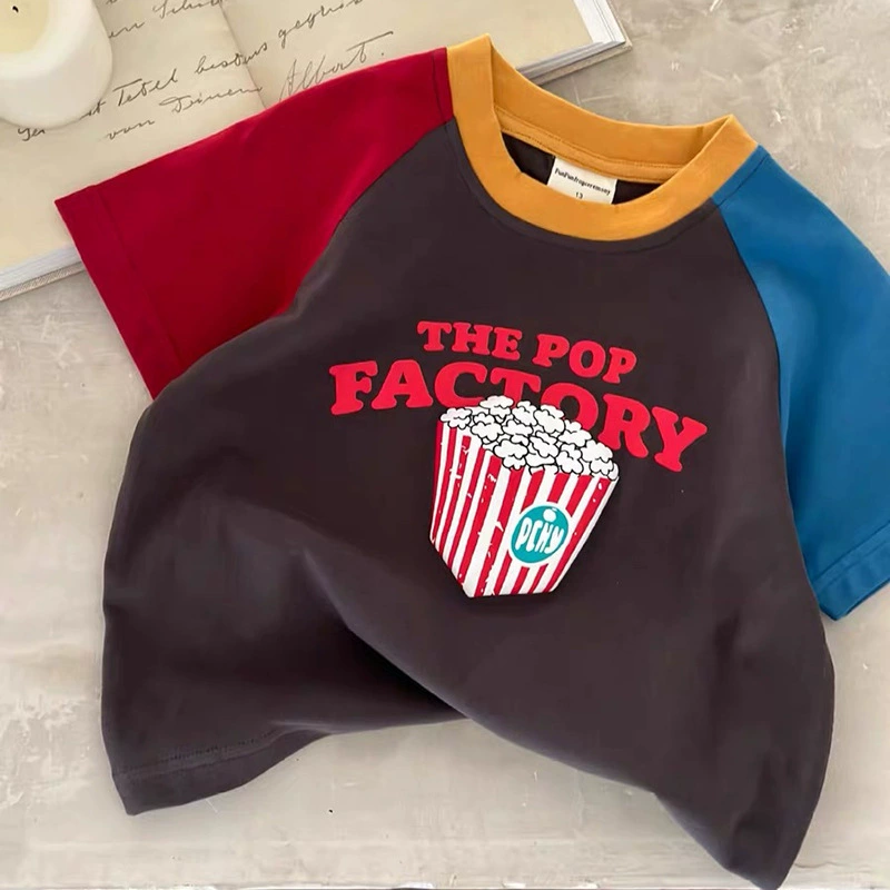 Хлопковая мультяшная детская футболка для мальчиков на досуг, с коротким рукавом, детская одежда