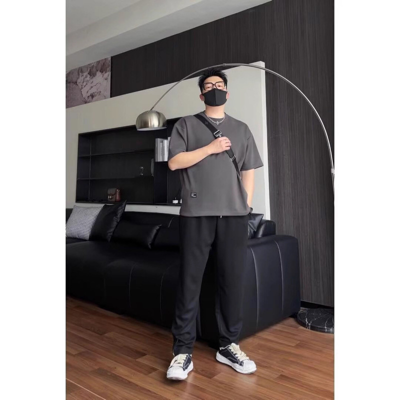 Hong Kong Style Fashion high quality T-shirt Men's Summer Handsome Loose All-match Sports Casual Half-sleeve Round Neck T-shirt